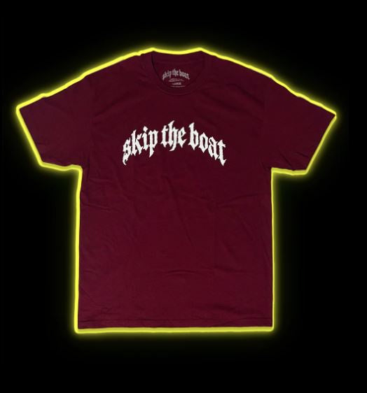 SKIP THE BOAT Logo Tee Burgundy