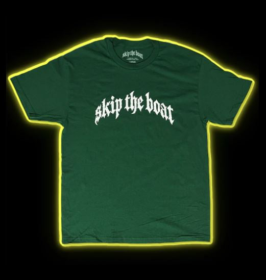 SKIP THE BOAT Logo Tee Green