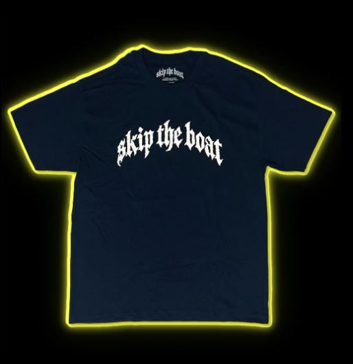 SKIP THE BOAT Logo Tee Navy
