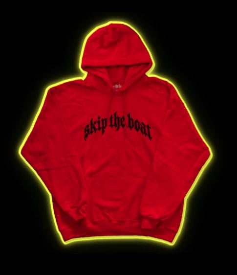 SKIP THE BOAT Logo Hoodie Red