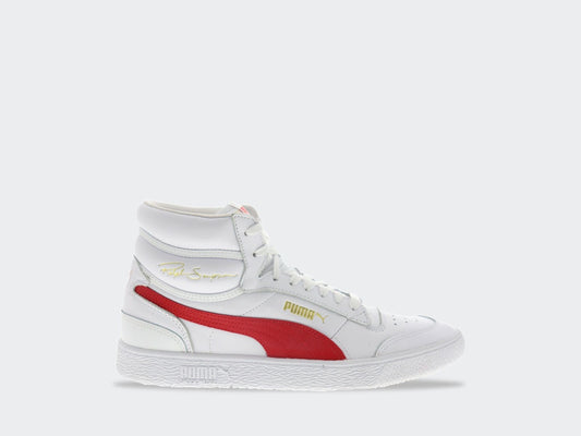 Puma Ralph Sampson Mid White/High Risk Red 37084715 CLEARANCE